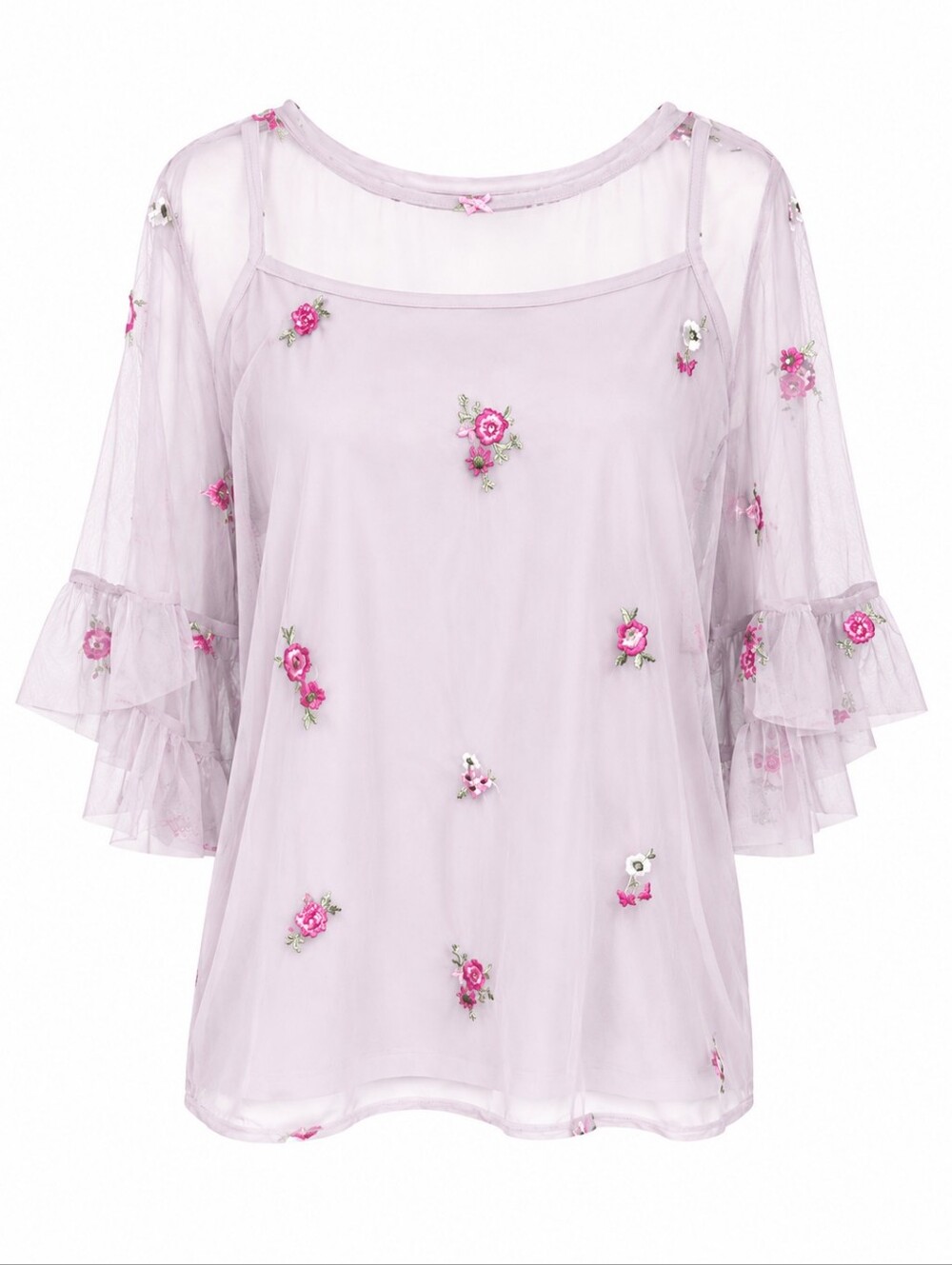 Gypsies & Moondust Boho Embroidery Blouse Sheer Top Light Pink Size XL